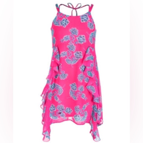 Sequin Hearts Girls Sz 10 Pink Ruffle Sleeveless Dress With Slip Church Dance 💃 - Picture 9 of 10